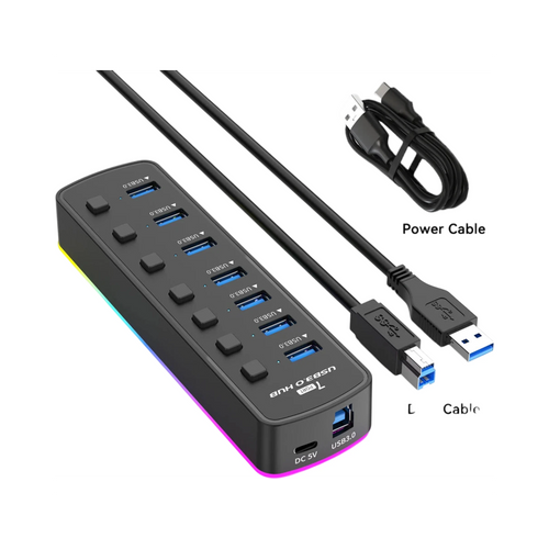 Pile USB 3.0 RGB 7 ports GEAR4PC pour PC gaming haute performance