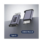 Adaptateur USB-C vers Micro-B vue de face avec coque aluminium robuste