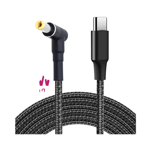 Câble convertisseur Type C vers DC 100W pour PC Gaming noir et blanc