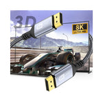 Câble DisplayPort NIERBO 8K@60Hz en vue arrière montrant les connecteurs et le blindage