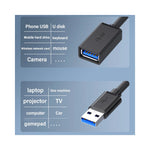 Câble USB 3.0 M/F noir vue de face et de profil