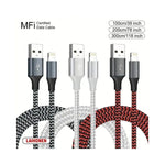 Câble USB A vers Lightning bleu et noir vue latérale résistante