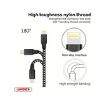 Câble USB A vers Lightning MFi GEAR4PC vue arrière montrant la connectique et le revêtement en nylon braidé