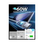 Câble USB C 2m PD 60W vue latérale avec LED RGB