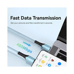 Câble USB-C GEAR4PC vue de face avec connecteurs métalliquesalt text225USB-C"image 2""2"câble USB-C GEAR4PC vue latérale a...