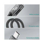 Câble USB4 noir charge rapide 40Gbps vue de face