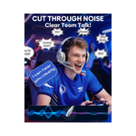 Casque gaming NUBWO G06 bleu avec microphone amovible et connecteur USB visible