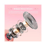 Vue latérale du casque gaming rose avec micro visible