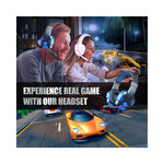 Casque gaming rose GEAR4PC avec micro et connecteur USB visible