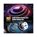 Casque Hi-Fi OneOdio vue arrière montrant microphone et câble détachable