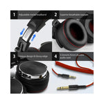 Casque Hi-Fi OneOdio bleu avec microphone vue arrière