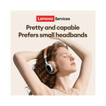 Vue latérale du casque Lenovo LE602 en bleu avec microphone rétractable