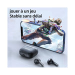 Casque TWS Lenovo LP40 Bluetooth vue arrière avec microphone visible