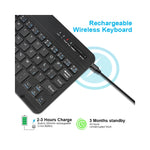 Vue latérale du clavier Bluetooth miniature montrant les touches et l'USB rechargeable