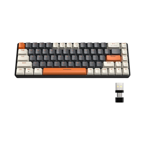 Clavier mécanique RK68 60% Bluetooth 5.0 double mode gaming Français noir et rouge