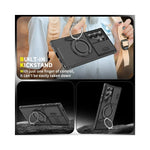 Coque magnétique anti-choc pour Samsung S25-S21 Ultra en noir avec design géométrique simple