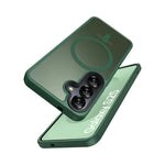 Vue latérale de la coque MagSafe anti-choc pour Samsung translucent mat exposant les connectiquesplaintext