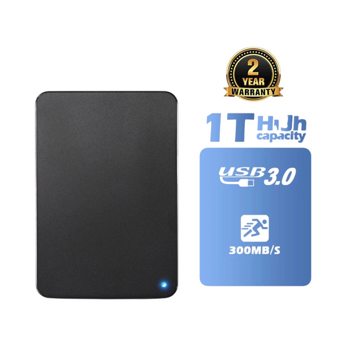 Disque dur externe USB 3.0/2.0 GEAR4PC noir avec connecteur USB visible