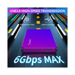 Disque dur portable USB3.0 en vue arrière montrant les ports et connecteurs