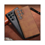 Vue arrière de l'étui en cuir PU vintage pour Samsung S25 Ultra/S24