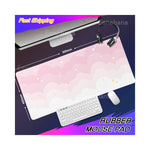 Mat pour souris bleu clair et rose grande taille - Vue latérale