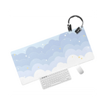 Tapis de souris bleu clair et rose grande taille