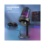 Microphone FIFINE pour PC vue arrière sortie casque et bouton réglage.volume