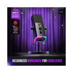 Microphone USB/XLR noir avec connecteur XLR et USB visible