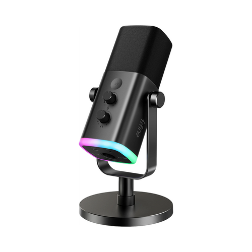 Microphone FIFINE USB/XLR pour PC et gaming noir avec connectiques USB et XLR