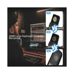 Vue latérale du microphone Ktes AMX 103 XLR Pro Cardioïde montrent les connecteurs et le câblealtVue latérale du microphon...