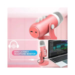 Microphone USB rose avec design métallique élégant pour PC