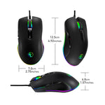 Souris gaming USB-C Hub RGB avec réglages DPI, vue frontale