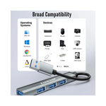 Pile USB OTG Lemorele 4 ports 3.0 pour PC vue de face avec câble long