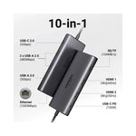 Vue arrière du dock USB-C montrant les ports HDMI et USB-C