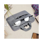 Vue latérale de la sacoche gaming PC GEAR4PC en cuir synthétique, montrant les fermoirs et la bandoulière ajustable