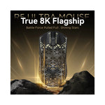 Souris gaming R5 Ultra Carbonne sans fil, 39g super-légère, vue arrière montrant les boutons programmables et le récepteur...