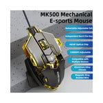 Vue latérale de la souris gaming RGB montrant les boutons programmables et l'embase ergonomique