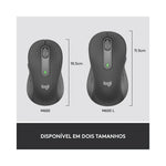 Vue latérale de la souris Logitech M650L Bluetooth en noir avec un design ergonomique droit