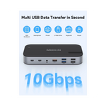 Vue arrière du hub USB-C MOKiN montrant les ports et connecteurs multifonctions