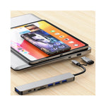 Vue latérale de la station d'accueil USB & Type-C montrant les ports et connecteurs disponibles