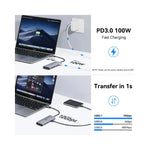 Station dock USB C vue arrière HDMI 4K VGA ports USB SDXC