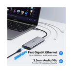 Station dock USB C GEAR4PC vue arrière HDMI 4K VGA USB SD ports visible