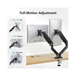 Vue latérale du support double écran rotatif 360° GEAR4PC montrent les deux écrans fixés en position pivotante