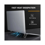 Vue latérale du support portable GEAR4PC pour PC et tablette, montrant l'angle ajustable et le design universel